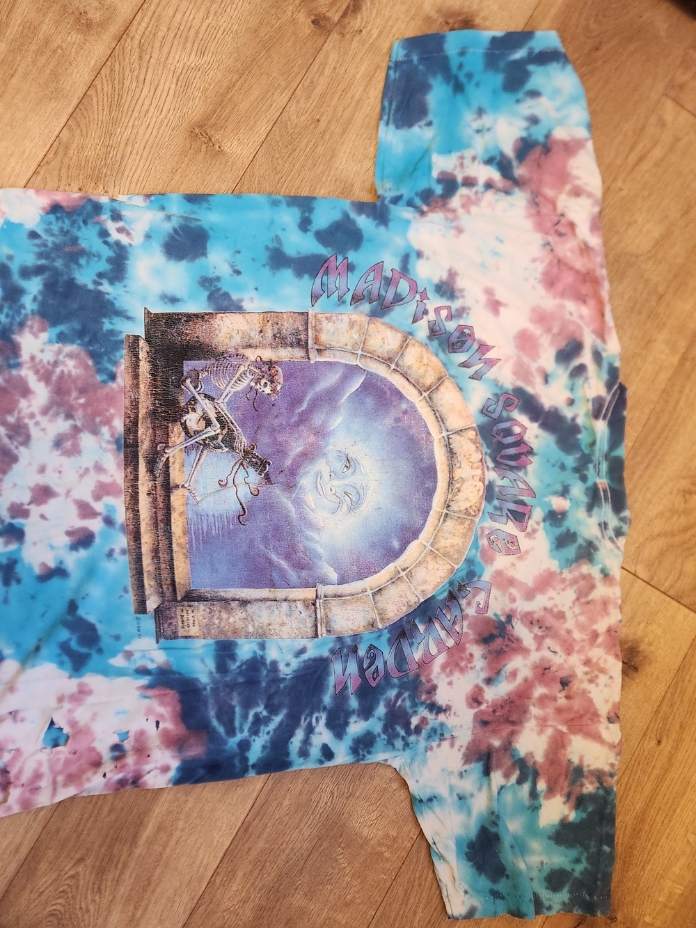 Vintage 1993 Grateful Dead Tie-Dye Sun & Moon Skeleton Tee Large MSG Concert - Picture 6 of 10